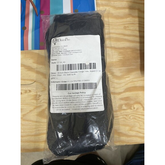 Chainette Fringe Trim, Style# CF18, Color# K9 -‎ Pure Black 11 yards - Picture 3 of 4